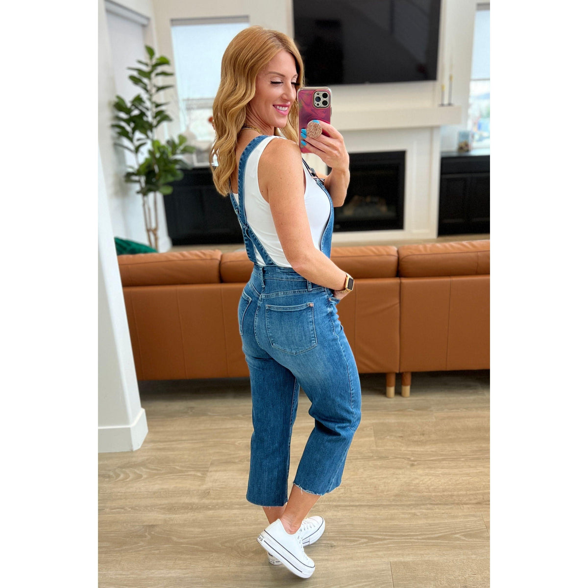 Judy Blue | Priscilla High Rise Crop Wide Leg Denim Overalls - becauseofadi