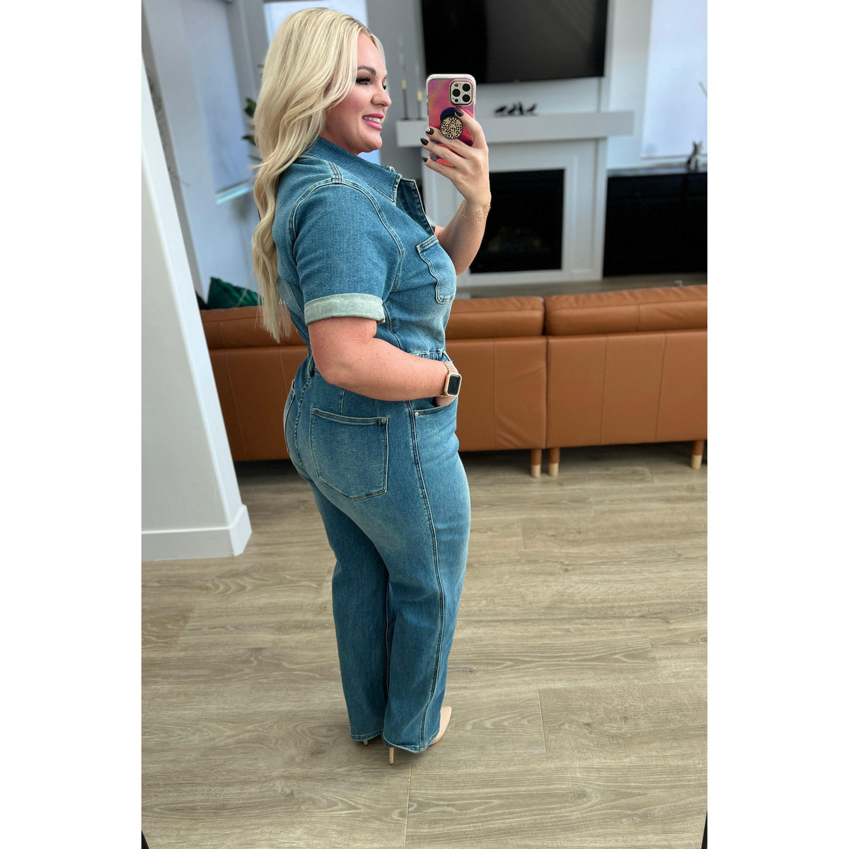 Judy Blue | Women’s Sylvia Short Sleeve Denim Jumpsuit - becauseofadi