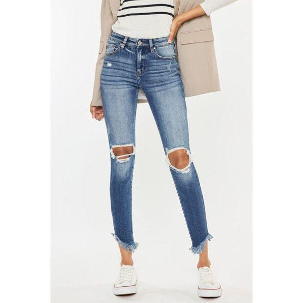 Kancan High Waist Distressed Raw Hem Ankle Skinny Jeans - becauseofadi