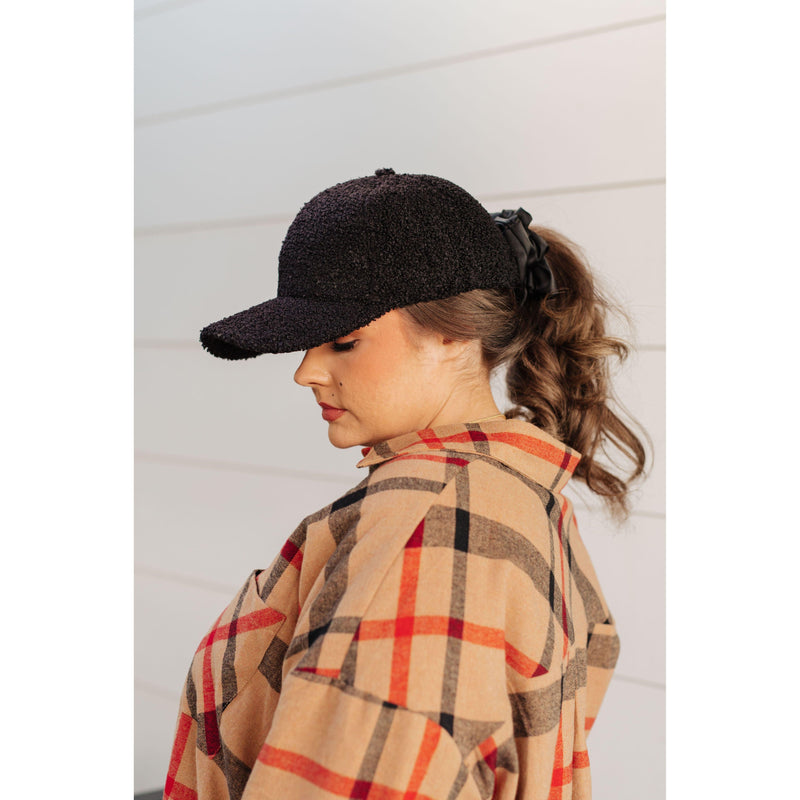 Lyla Sherpa Ball Cap in Black - becauseofadi