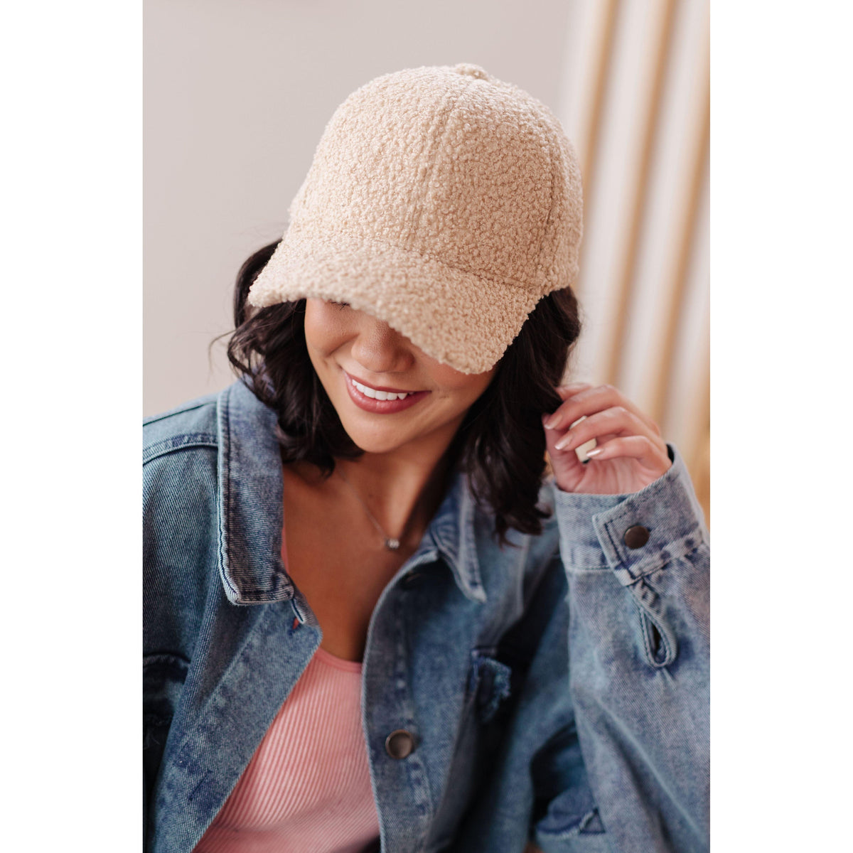 Lyla Sherpa Ball Cap in Khaki - becauseofadi