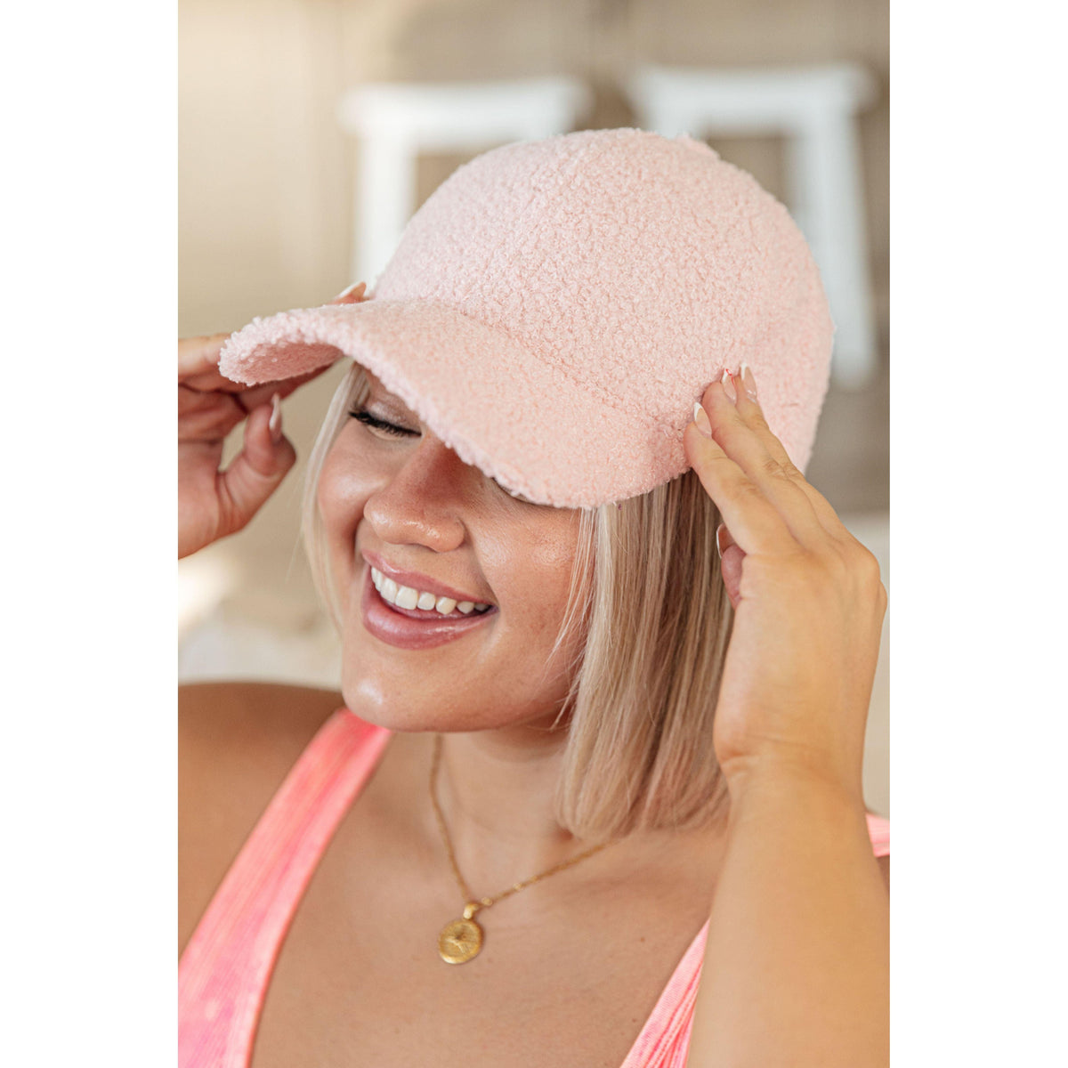 Lyla Sherpa Ball Cap in Pink - becauseofadi