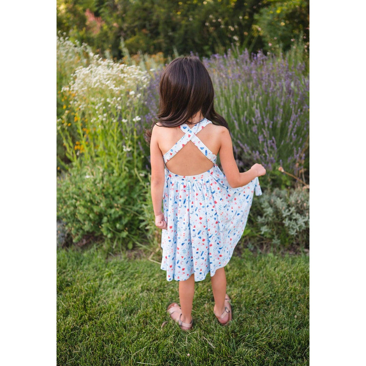 Ollie Jay | Sofia Dress in Patriotic Sweet Freedom | Kid's Red, White, and Blue Dress - becauseofadi