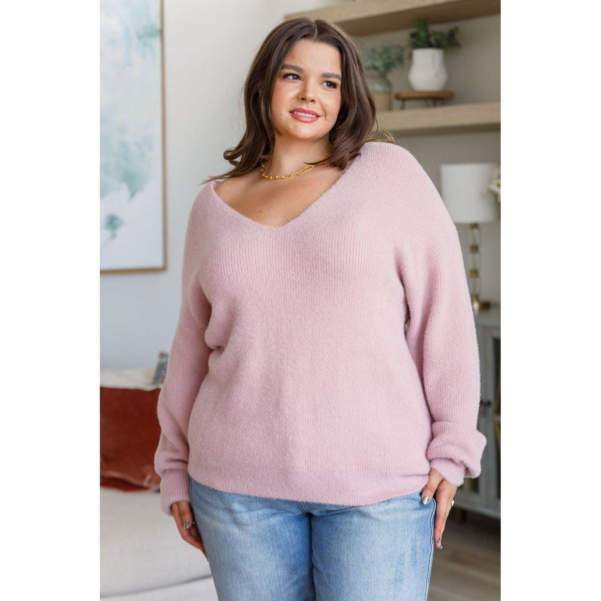 Plush Feelings V-Neck Sweater - becauseofadi