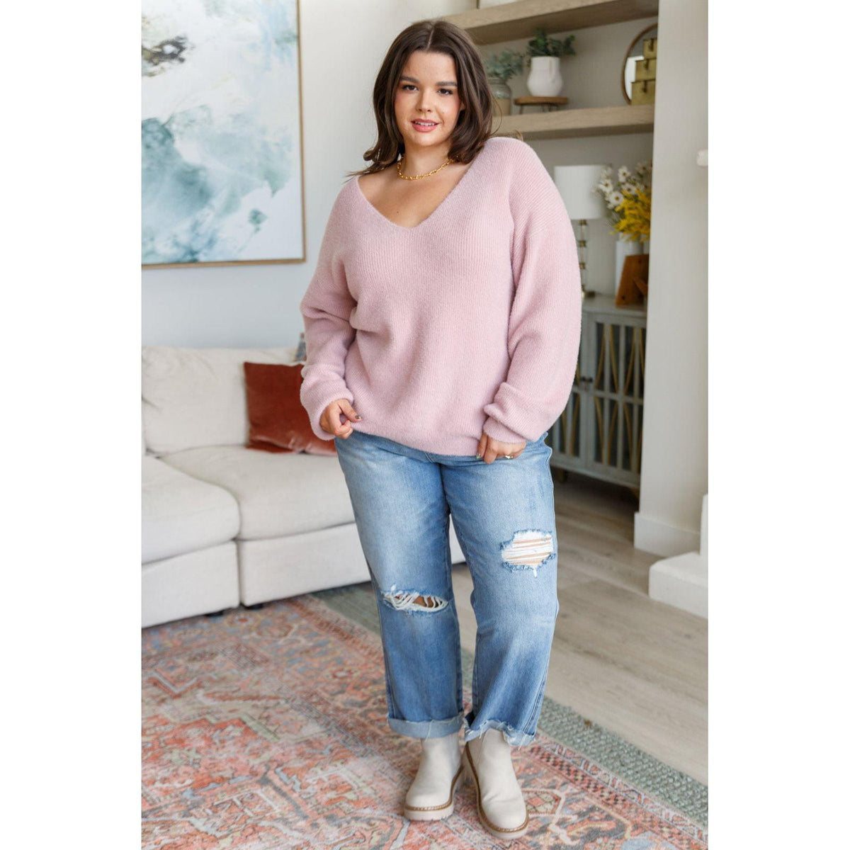 Plush Feelings V-Neck Sweater - becauseofadi