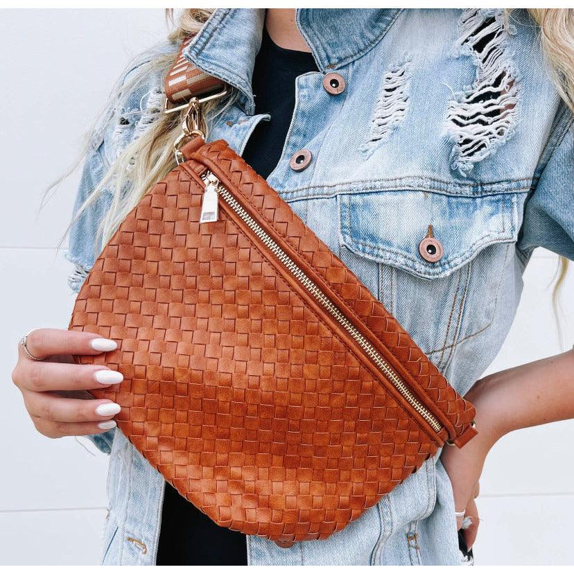 Pretty Simple | Woven Westlyn Bum Bag | Womens Vegan Leather Bag - becauseofadi