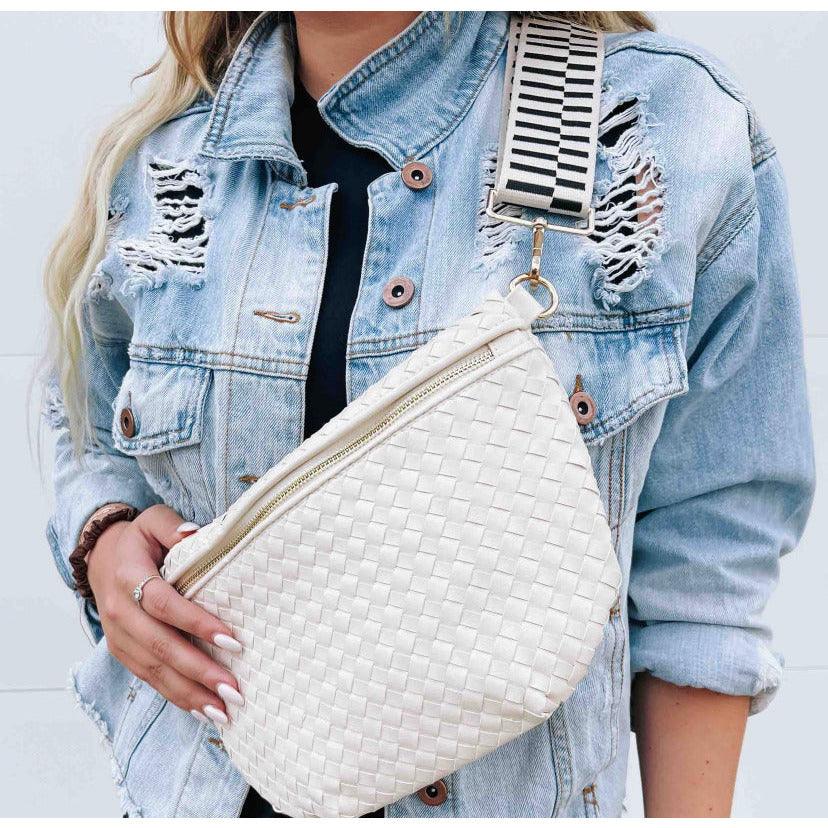 Pretty Simple | Woven Westlyn Bum Bag | Womens Vegan Leather Bag - becauseofadi