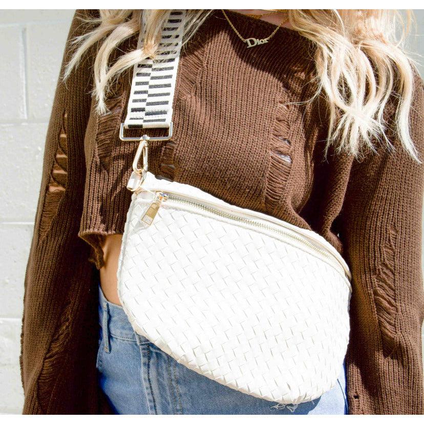 Pretty Simple | Woven Westlyn Bum Bag | Womens Vegan Leather Bag - becauseofadi