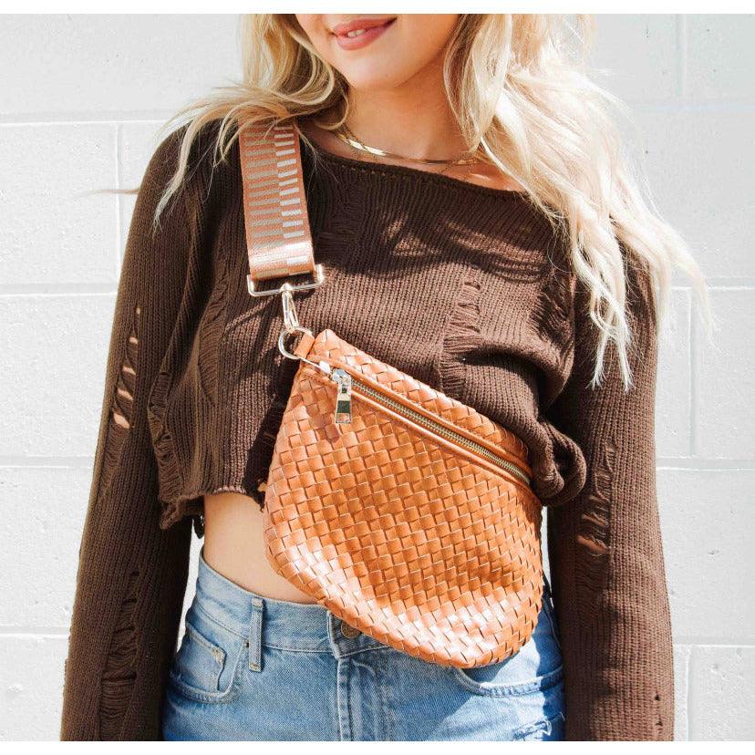 Pretty Simple | Woven Westlyn Bum Bag | Womens Vegan Leather Bag - becauseofadi