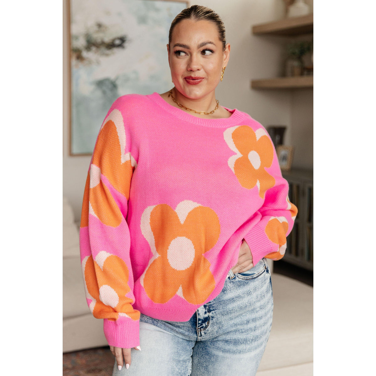 Quietly Bold Mod Floral Sweater - becauseofadi