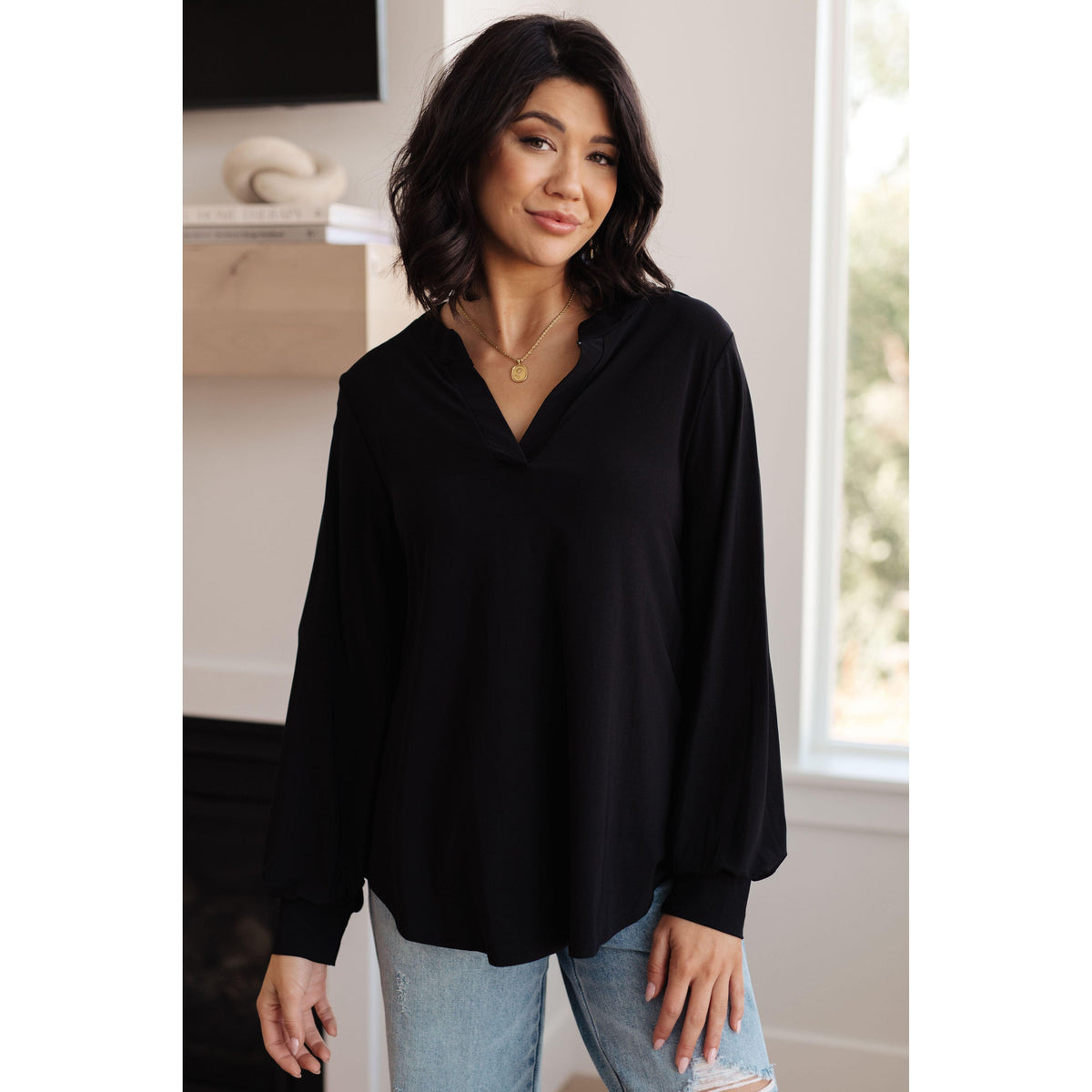 Relatively Relatable V-Neck Top - becauseofadi