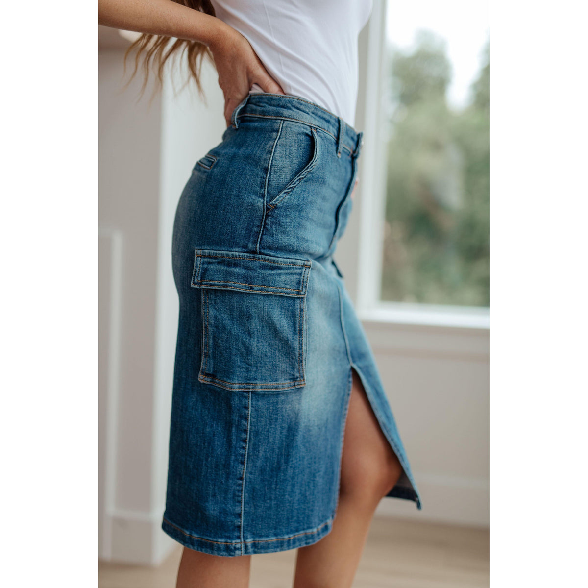 Risen | Always Be There Cargo Denim Skirt - becauseofadi