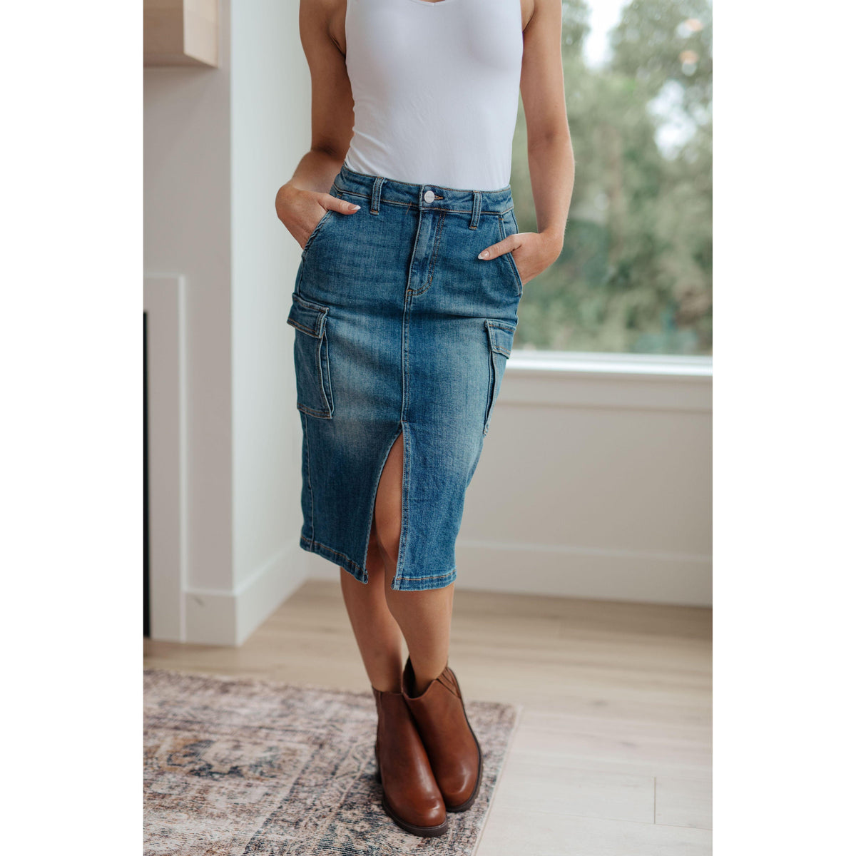 Risen | Always Be There Cargo Denim Skirt - becauseofadi