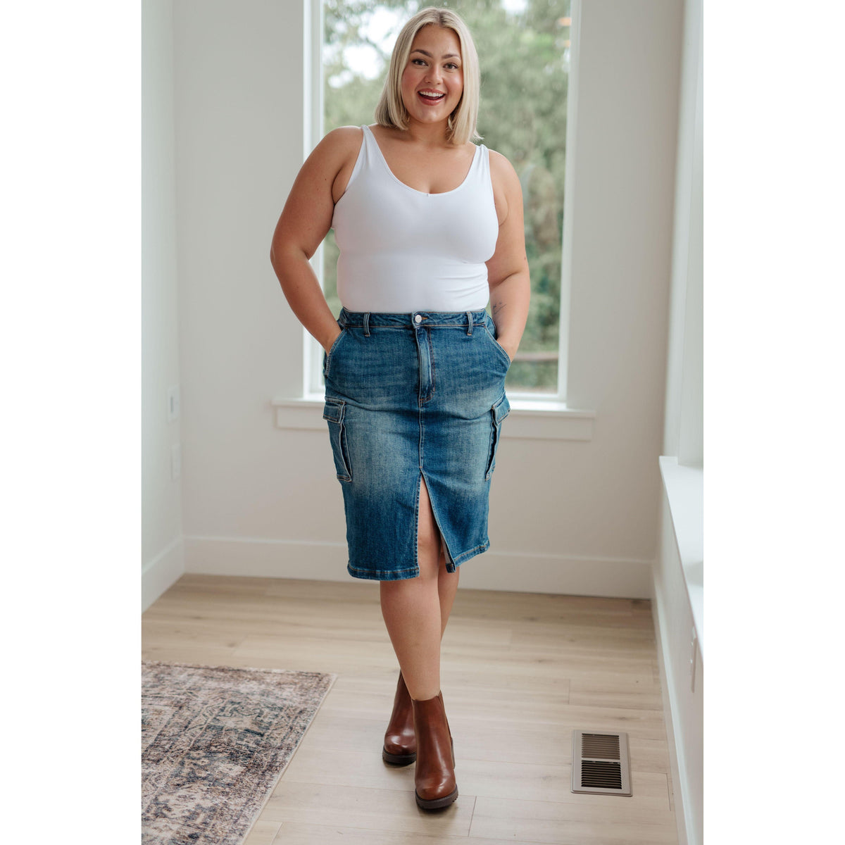 Risen | Always Be There Cargo Denim Skirt - becauseofadi