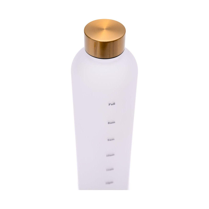 Sippin' Pretty 32 oz Translucent Water Bottle in White & Gold - becauseofadi