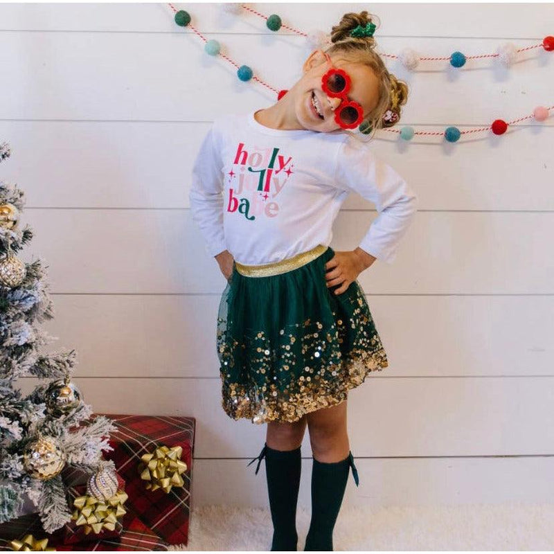 Holly Jolly Babe Long Sleeve Shirt | Kid's Christmas Tee | Sweet Wink - becauseofadi