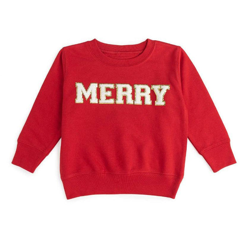 Merry Sweatshirt | Girl's Christmas Top  | Kid's Holiday Sweatshirt - becauseofadi