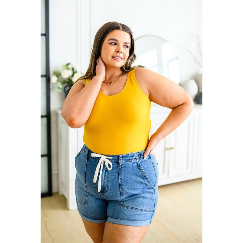 The Basics Reversible Longline Tank in Mustard - becauseofadi