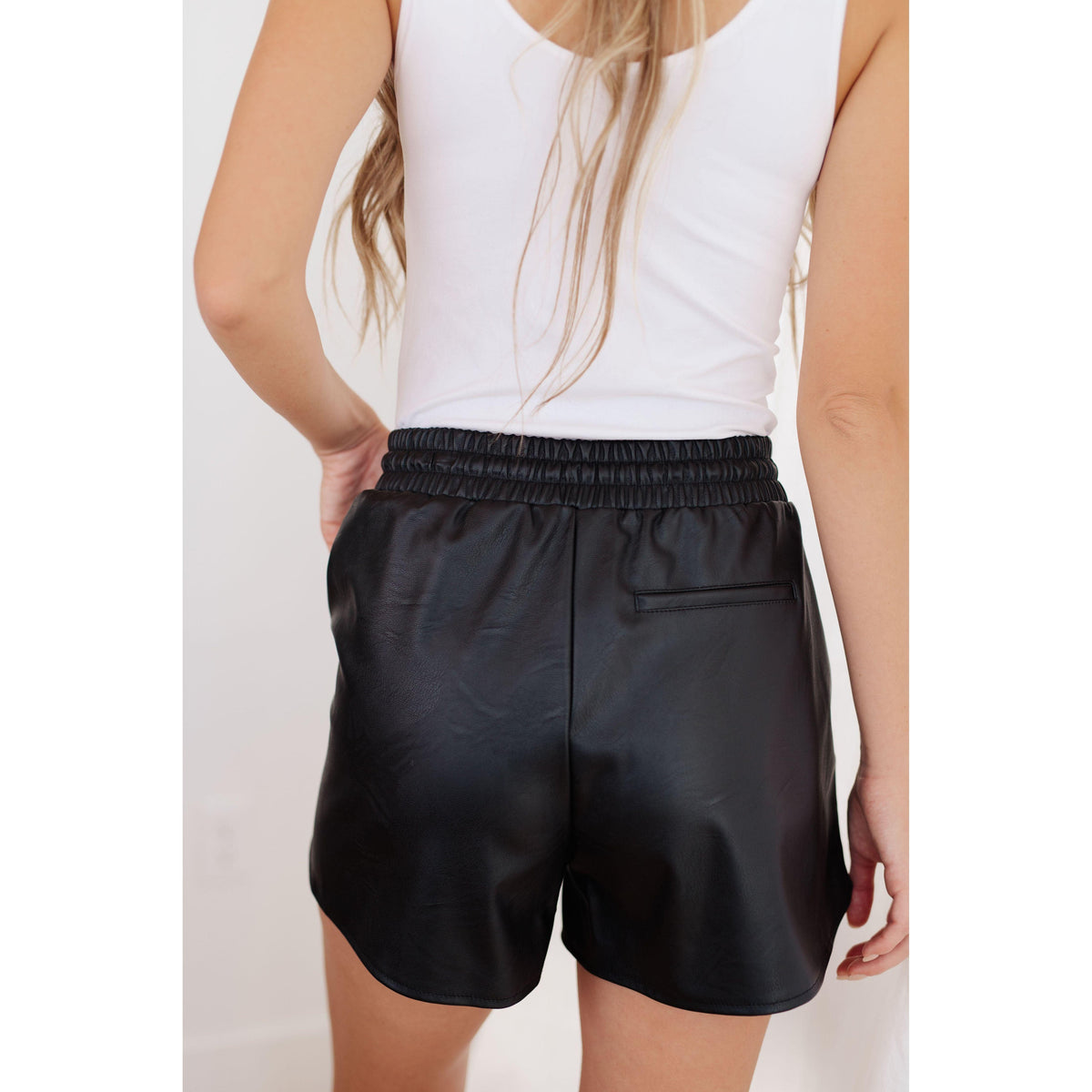 Thought That Counts Faux Leather Shorts in Black - becauseofadi