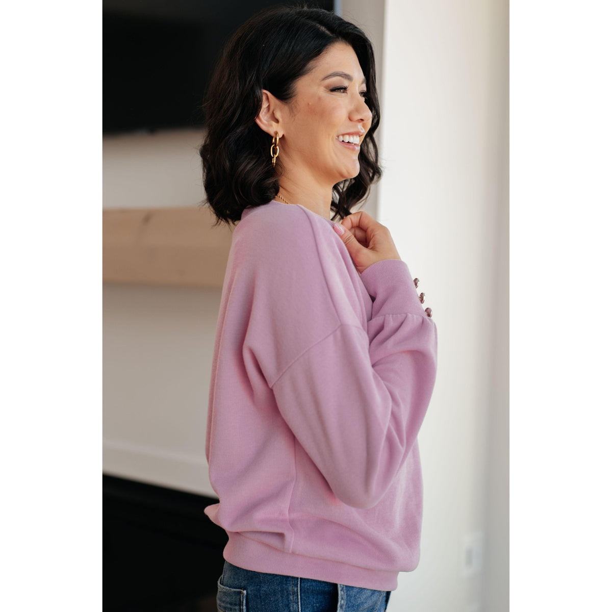 Totally Verified Long Sleeve V-Neck Top - becauseofadi