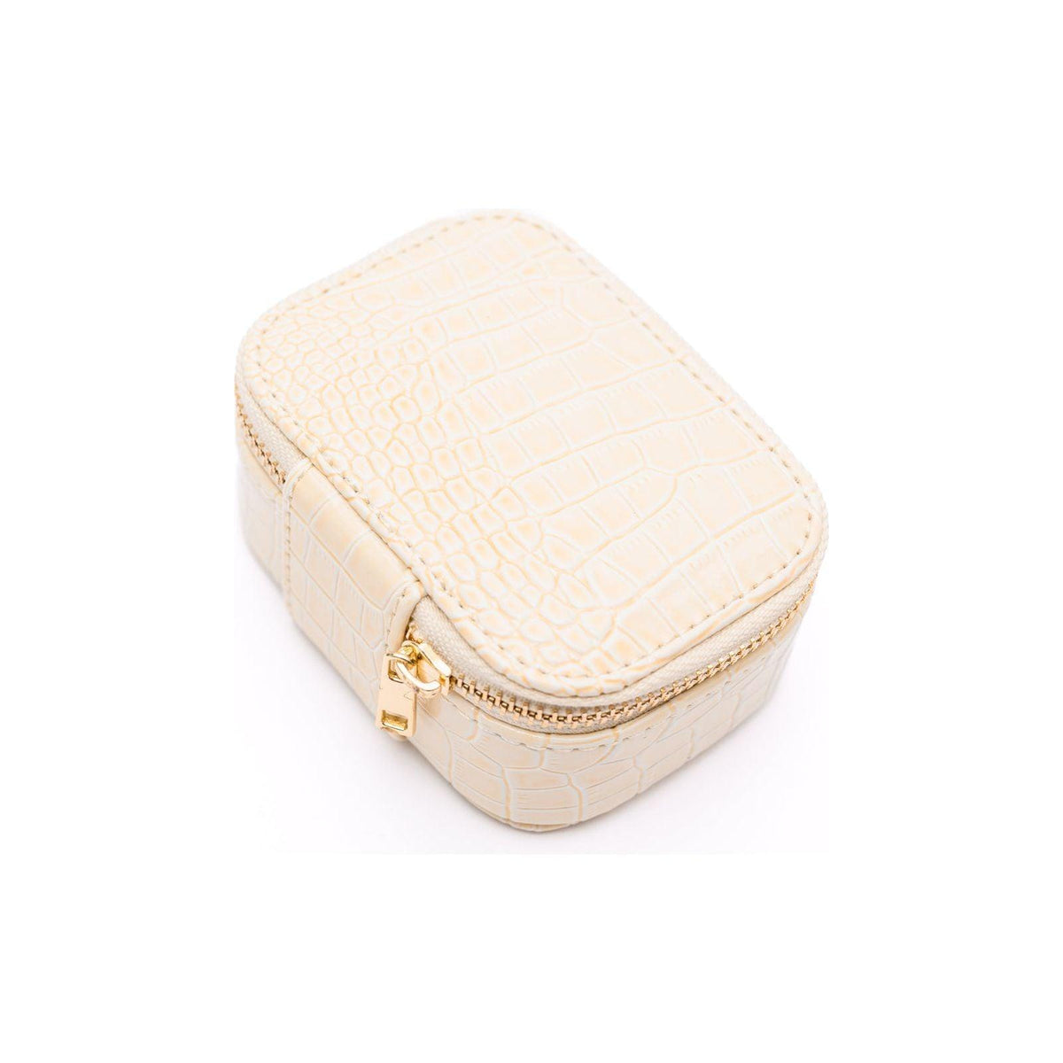 Travel Jewelry Case in Cream Snakeskin - becauseofadi