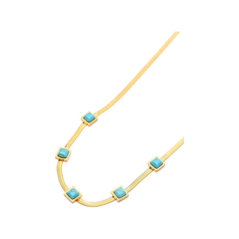 Turquoise Squares Necklace - becauseofadi