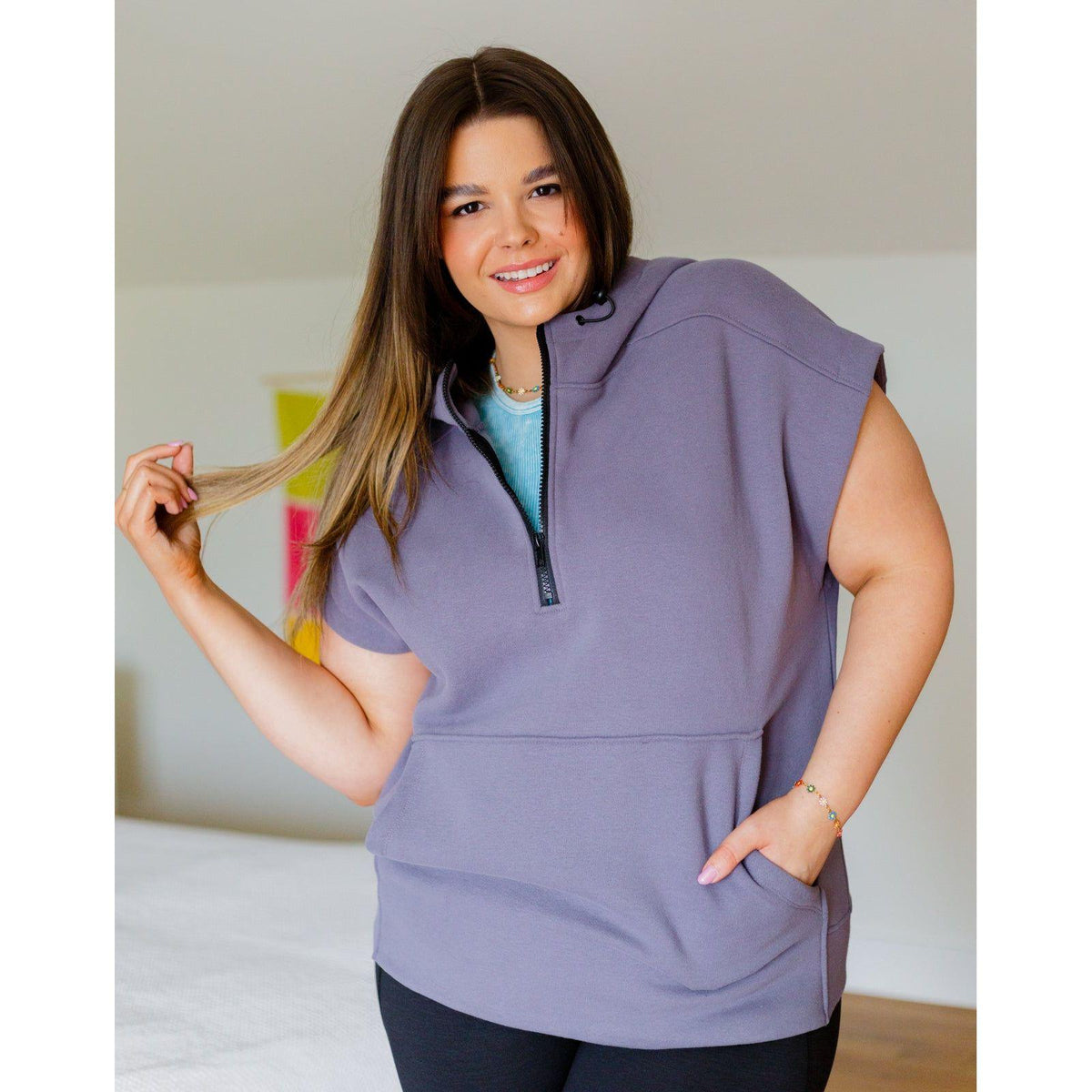 Up And Ready Cap Sleeve Workout Hoodie - becauseofadi