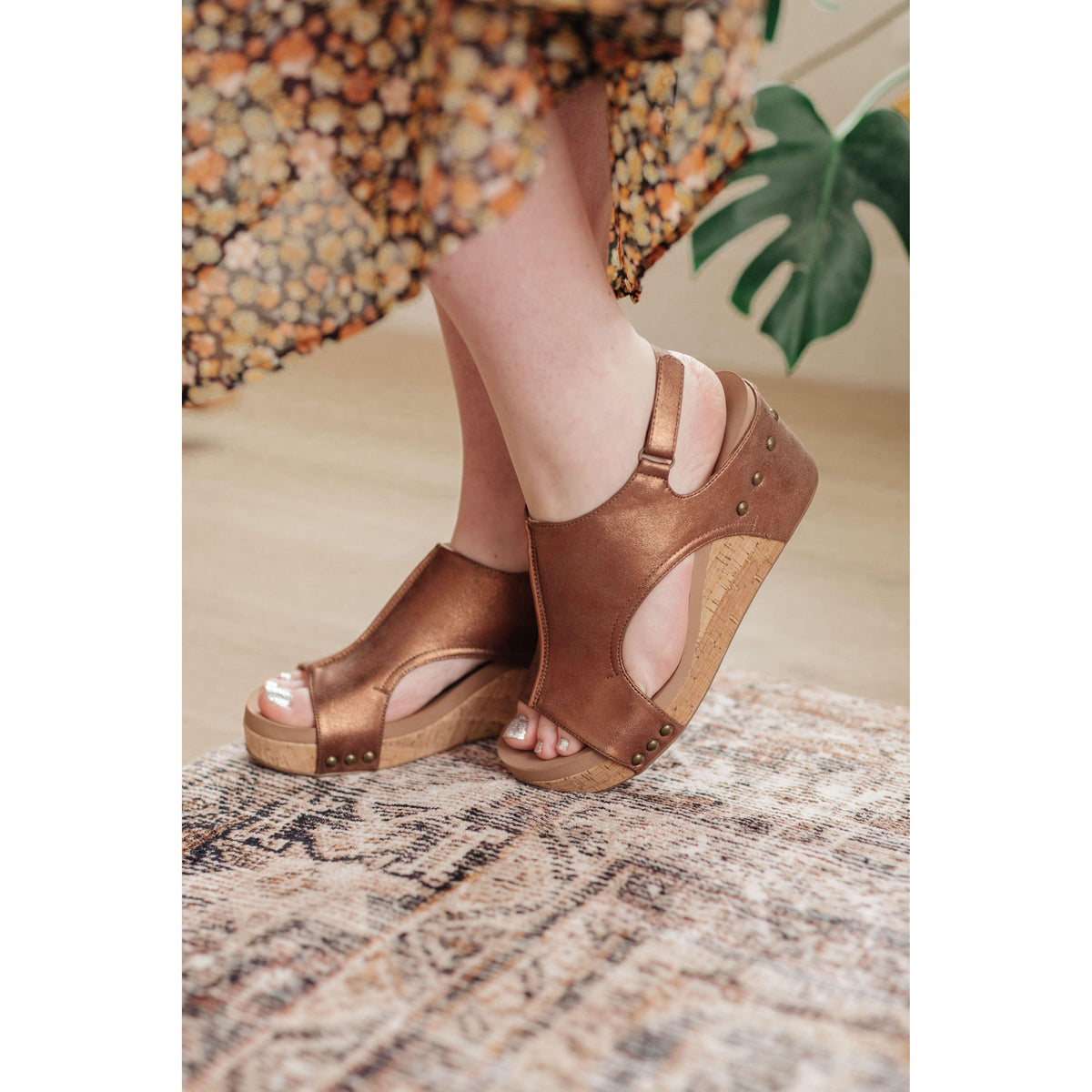 Walk This Way Wedge Sandals in Antique Bronze - becauseofadi