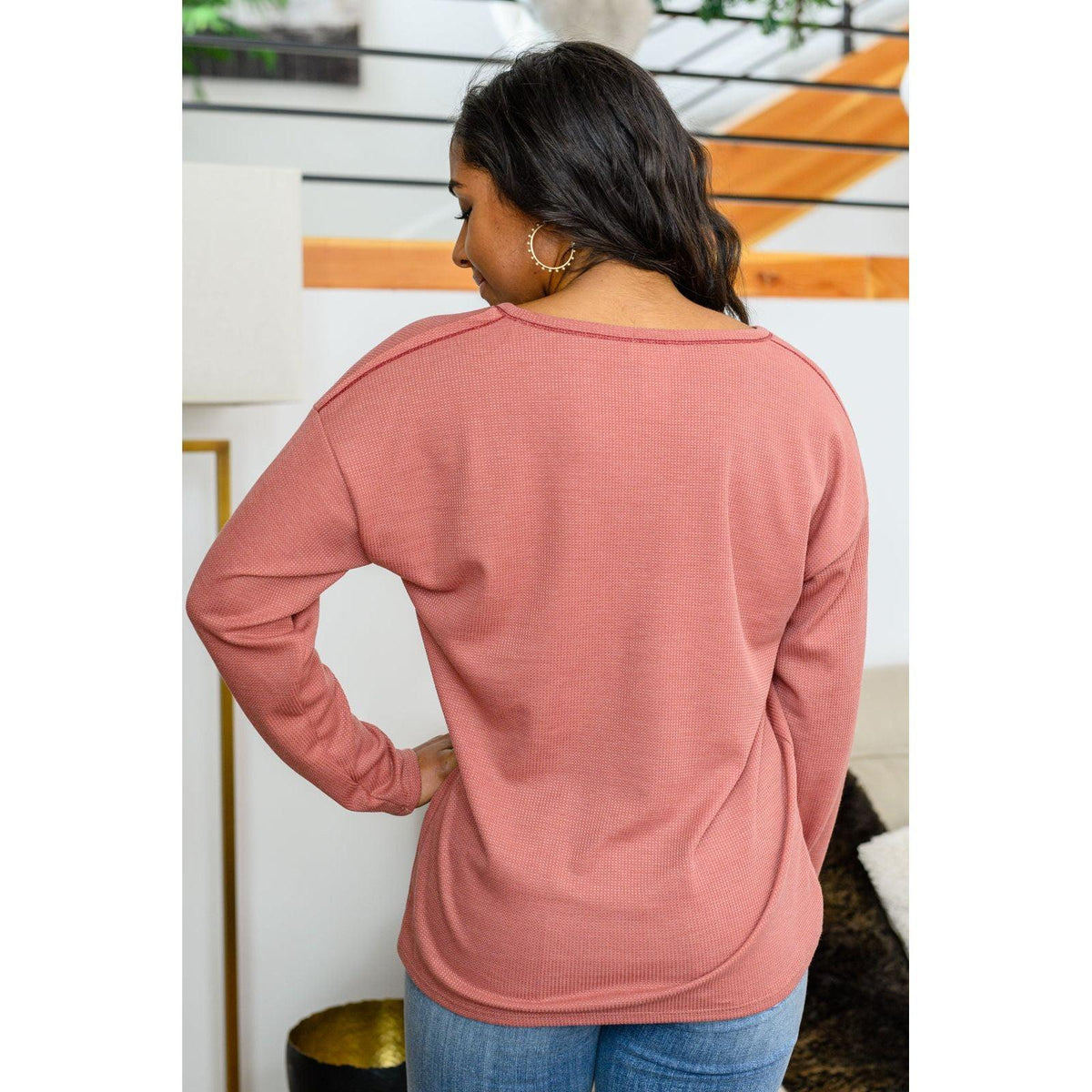 Women's Behind The Scenes Waffle Knit Top - becauseofadi