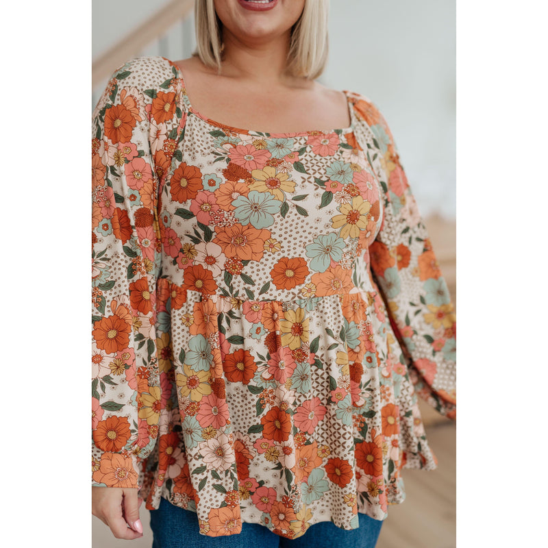 Women's Fall For Florals Babydoll Top - becauseofadi