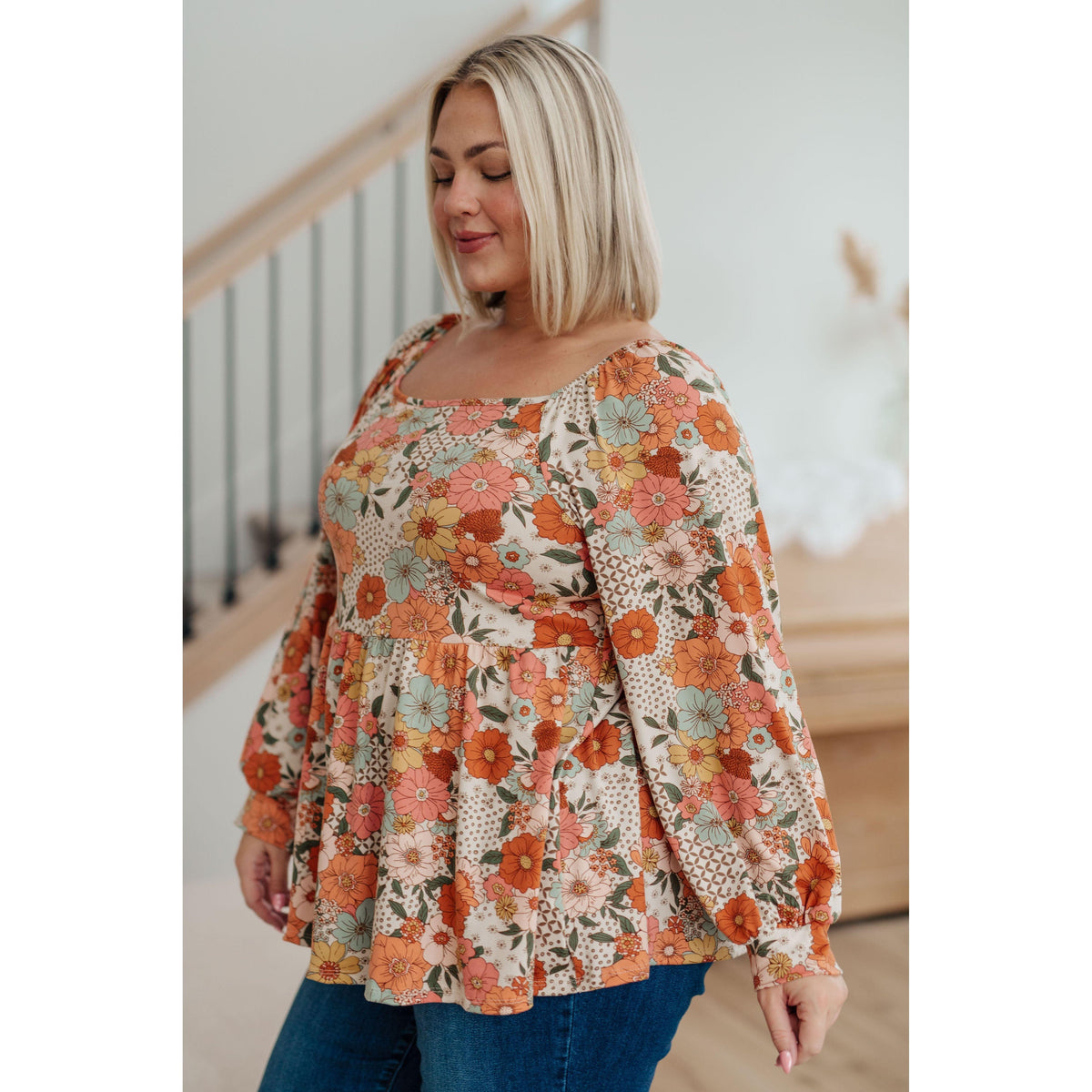 Women's Fall For Florals Babydoll Top - becauseofadi