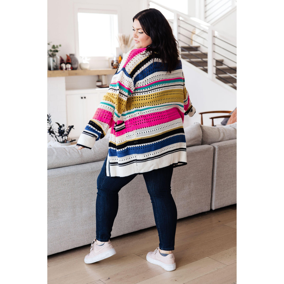 Women's Felt Cute Striped Cardigan - becauseofadi