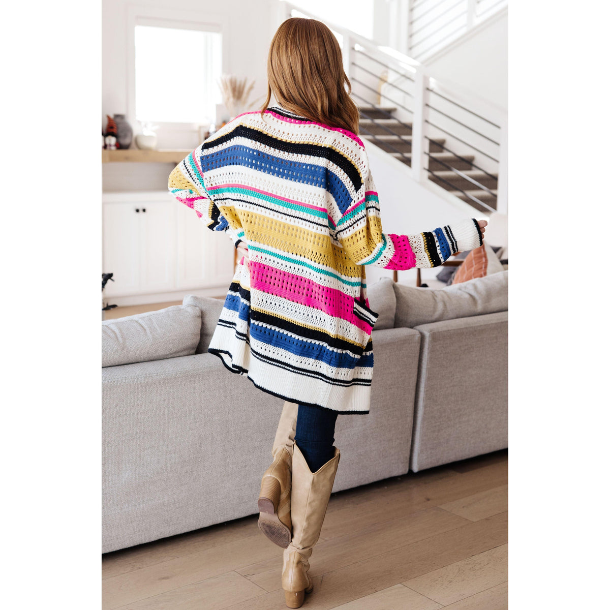 Women's Felt Cute Striped Cardigan - becauseofadi