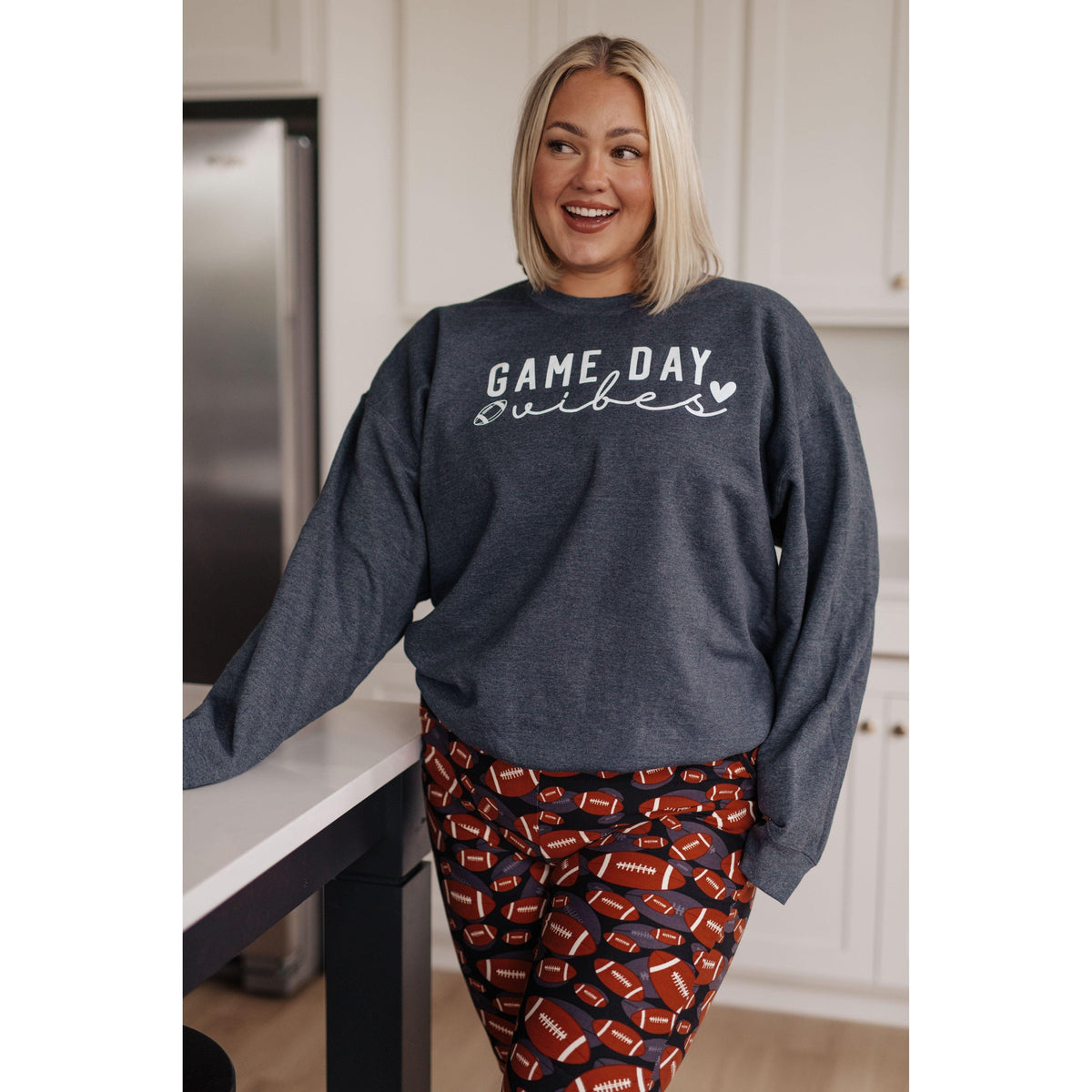 Women's Game Day Vibes Pullover in Gray - becauseofadi