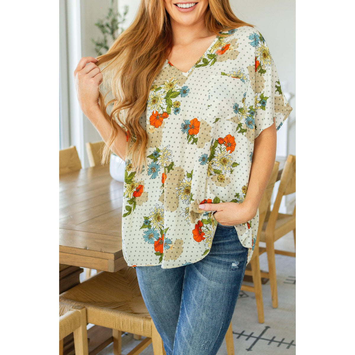 Good Morning Floral V-Neck Blouse - becauseofadi