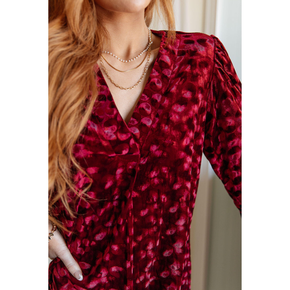 Women's Regal Radiance V-Neck Velvet Dress - becauseofadi