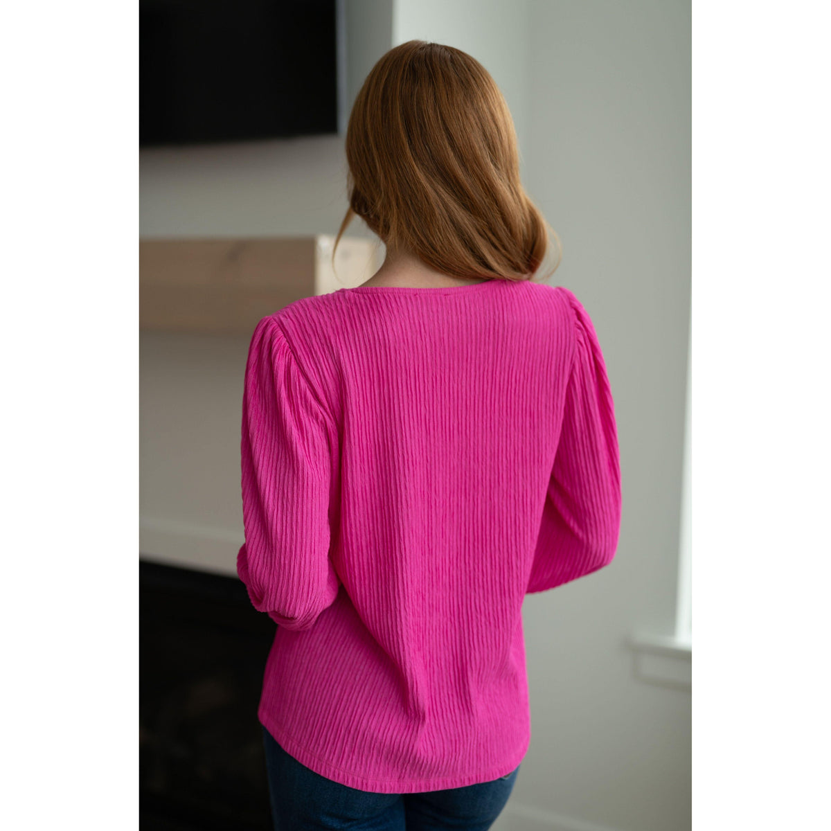 Women's Very Refined V-Neck Blouse in Pink - becauseofadi